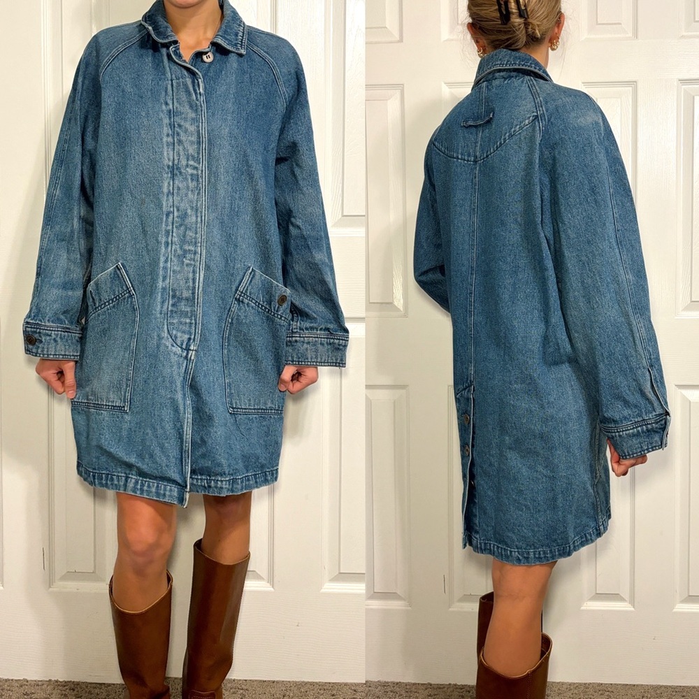 Vintage Eddie Bauer Long Denim Jacket Coat